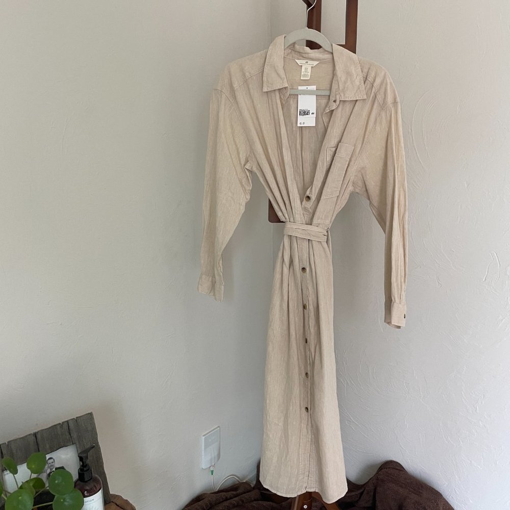 COPY - Linen button-down dress with tie